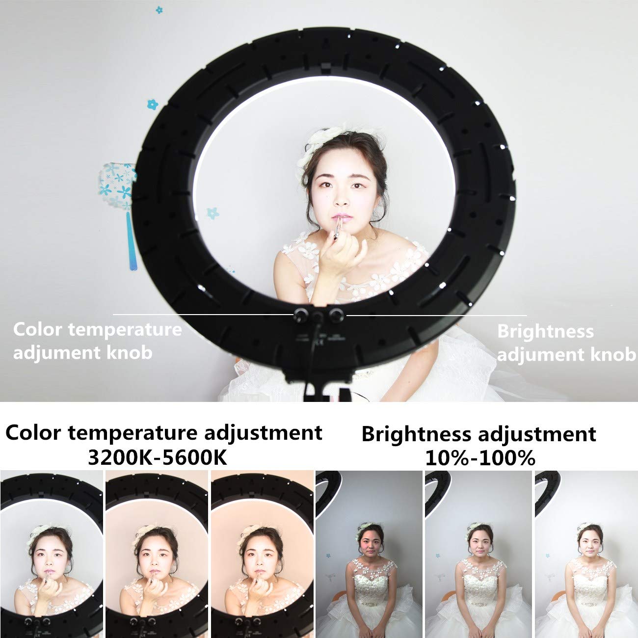GSKAIWEN 18" 60W LED Ringleuchte Licht Set Tätowierung Augenbraue Fülllicht Dimmbares Kamera-Fotografie Studiolicht Video-Licht mit Makeup Porträt YouTube Video Shooting (18 Zoll Set mit weiche Röhre)