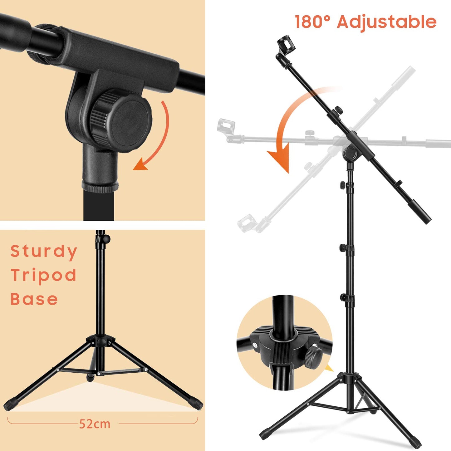 CAHAYA 2 in 1 Dual-Use Mikrofonständer boden Mikrofonstativ mit galgen, mit tragbare Tasche und zwei Mikrofonclips, geeignet für Bühnentreffen, Live-Sprache usw CY0239, Medium