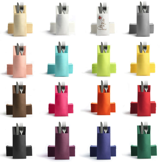 AROBA 250x Airlaid Besteckservietten (Gelb, 32x40 cm) - Hochwertige Serviettentaschen - Fertig gefaltete Bestecktaschen - Stoffähnliche Airlaidservietten