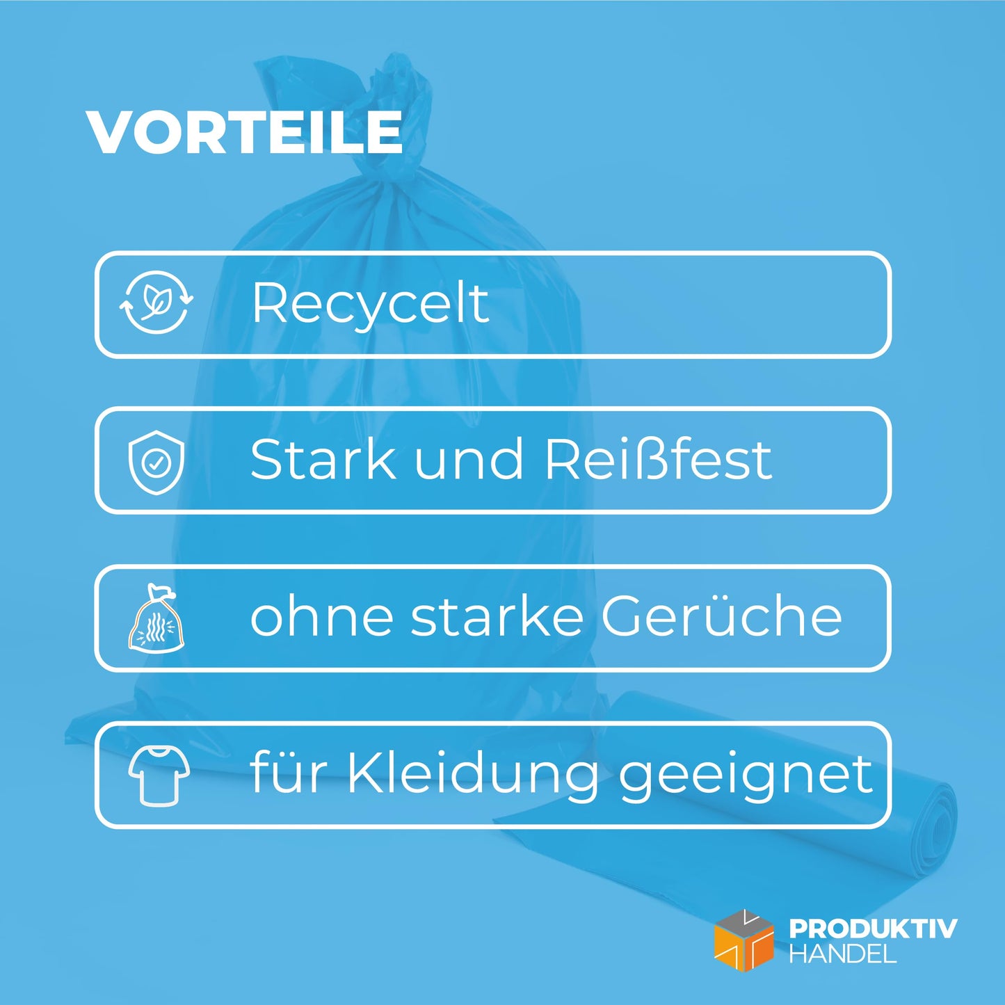 Müllsäcke 15 Stück - 1 Rolle | 120l extra starke blaue Müllbeutel | stabile Abfallsäcke 90µm | 100% Recyclinganteil | sehr reißfest & wasserdicht