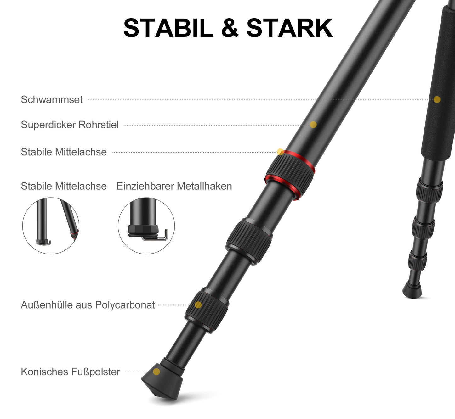 RALENO 1,98 m Kamerastativ, Stativ mit 360° Panorama Kugelkopf, Professionelles Camera Tripod mit 10kg Tragkraft, für Reise und Arbeit, WiFi 40M wasserdicht Modell: TP-60