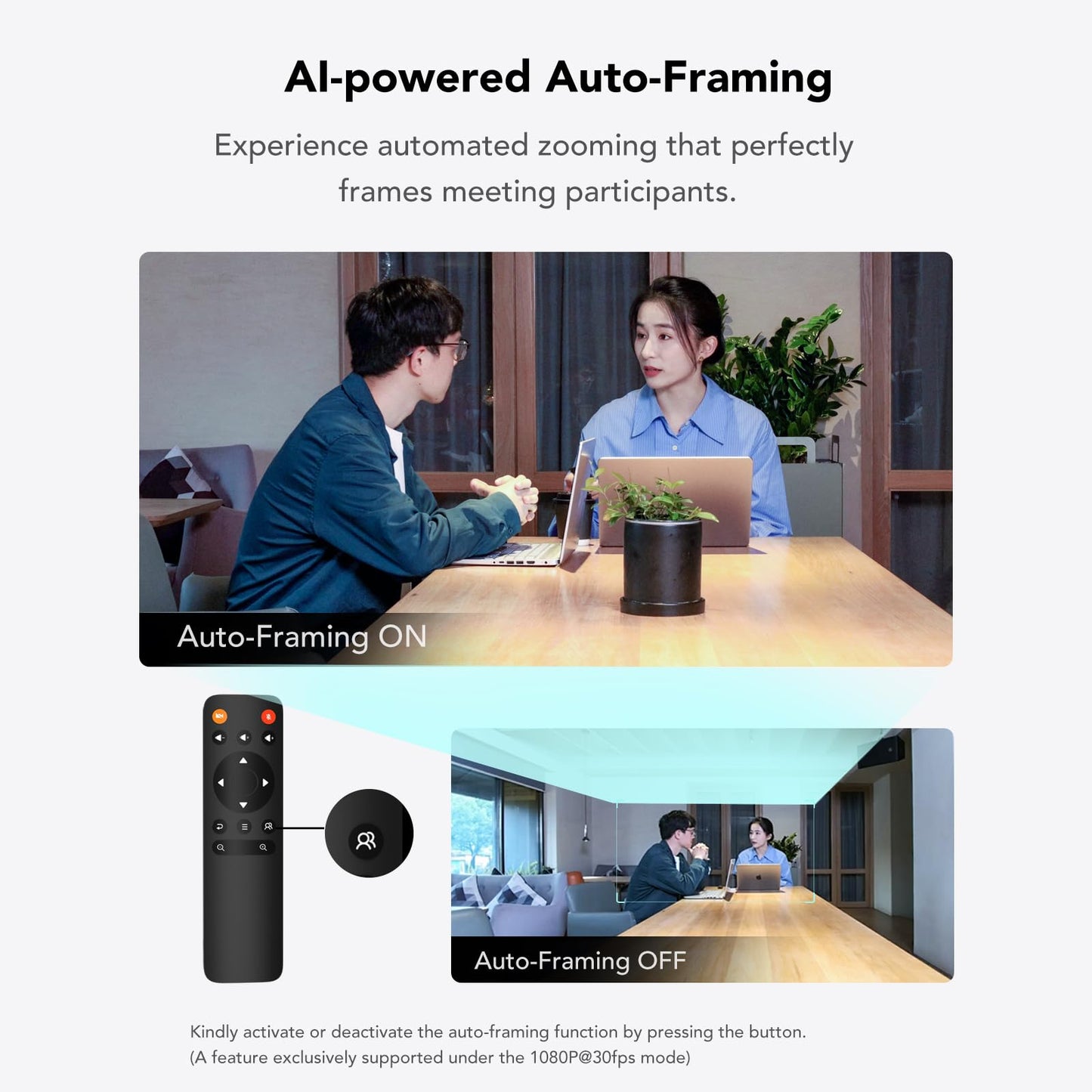 Nuroum C40 Videokonferenz-Webcam mit Mikrofon&Lautsprecher, CMOS Sensor/120° Ultraweitwinkel/Auto-Framing/5X Zoom, Videokonferenzsystem mit Fernbedienung für Zoom/Teams, PC/Laptop/Desktop