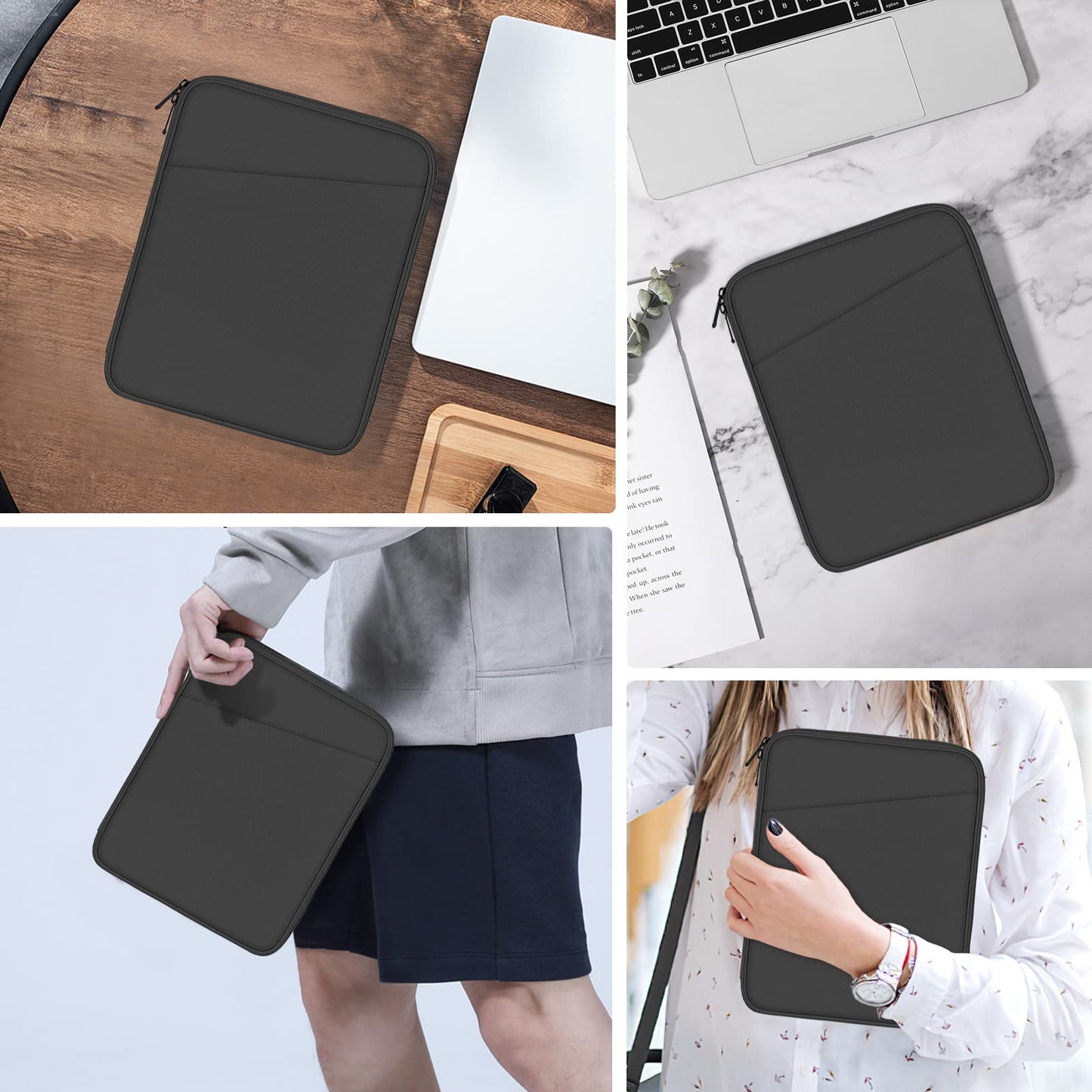 MoKo 8-9 Zoll Tablet Tasche, passend für 8,3 Zoll iPad Mini A17 Pro 2024, iPad Mini 6/5/4/3/2/1, Galaxy Tab A7 Lite 8.7 / Tab A 8.0/Tab A 8.4, Schutzhülle Tragetasche mit schräger Tasche, Dunkel Grau