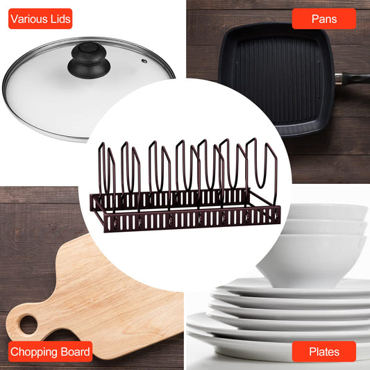 Fousenuk Topfdeckelhalter, Topfdeckel Aufbewahrung mit 7 Verstellbaren Fächern, Küche Pfannen Organizer, Deckelhalter Schublade, Rutschfest Pfannenhalter, Topf Organizer, Pot Lid Holder (Bronze)