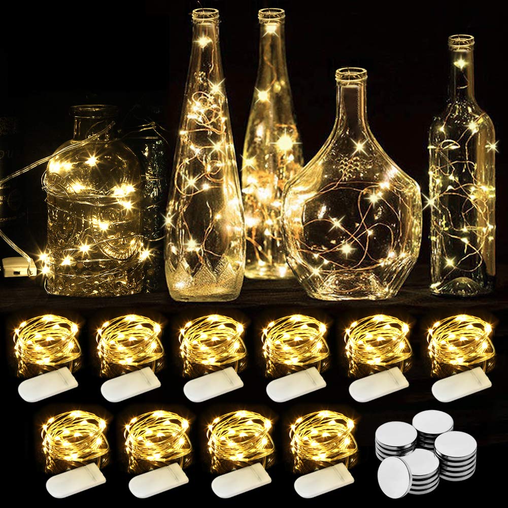 WEARXI Lichterkette Batterie, 10 Stück 2M 20 Mini LED Lichterkette mit Batterie, Lichterkette Innen, LED Lichterketten Batteriebetrieben, Lichterkette für Zimmer Deko, Hochzeitsdeko, Weihnachtsdeko