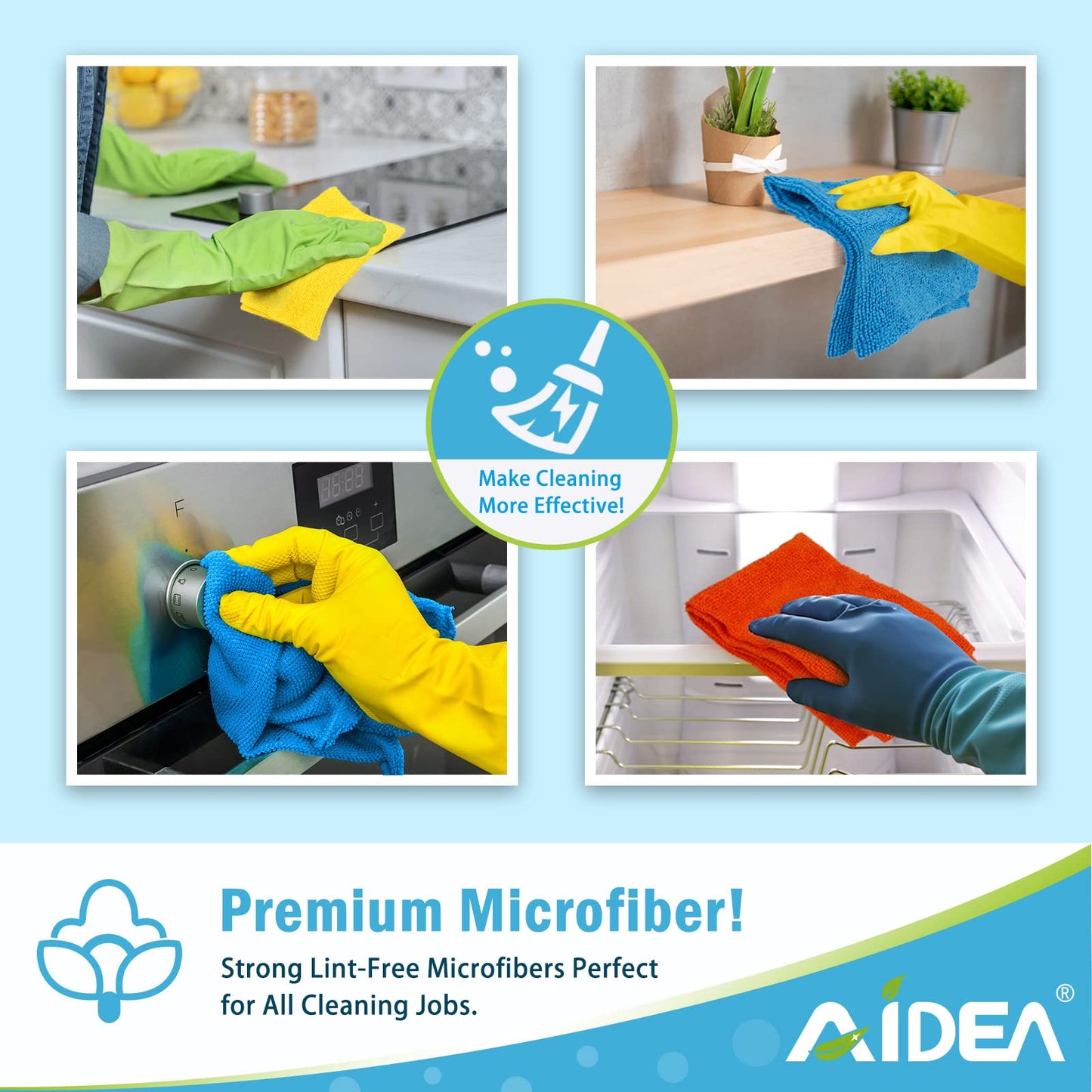 AIDEA Mikrofaser Reinigungstücher Lappen Putztücher Fenster Tücher Mikrofasertücher Geschirrtücher 50 Stück, 30x30cm