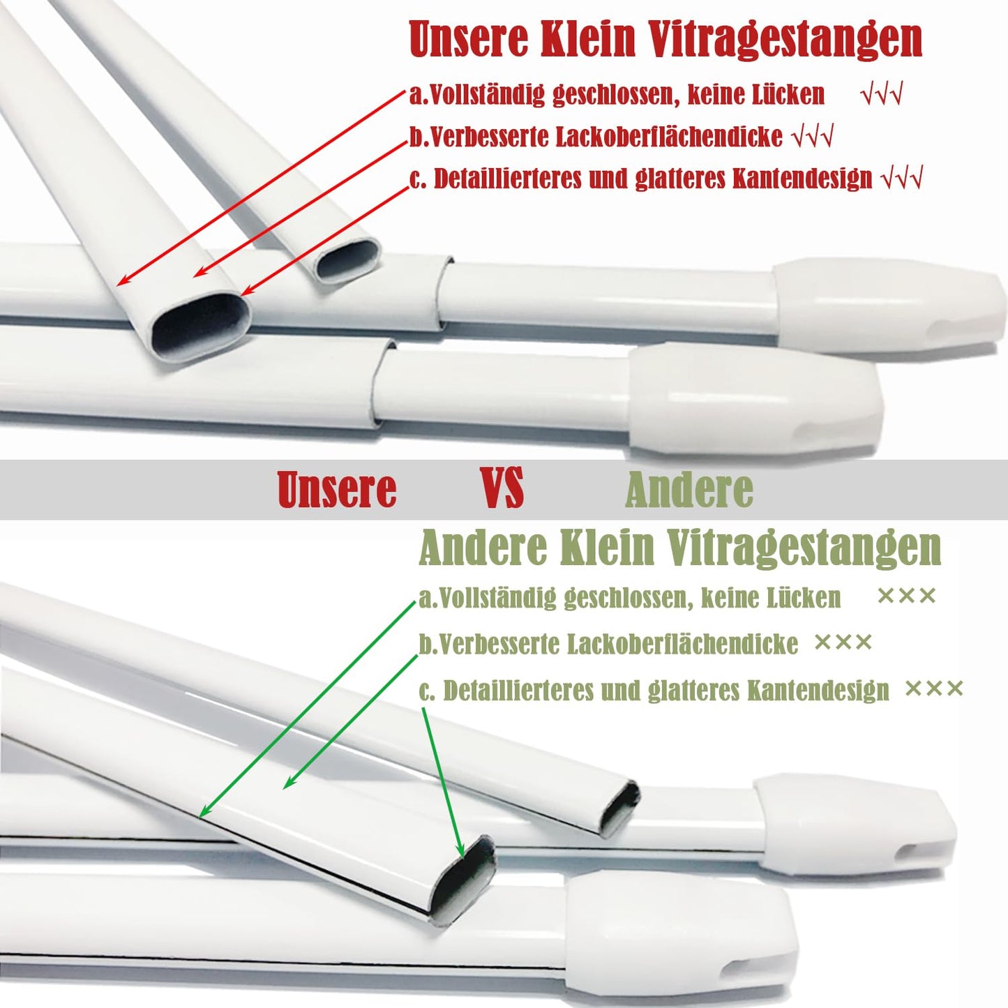 2 Stücks Gardinenstange Ausziehbar, Genster Gardinenstange, Ausziehbare gardinenstange, für Store,Schrank,Fenster, Küche, DIY-Projekte(40-70CM,Weiß)