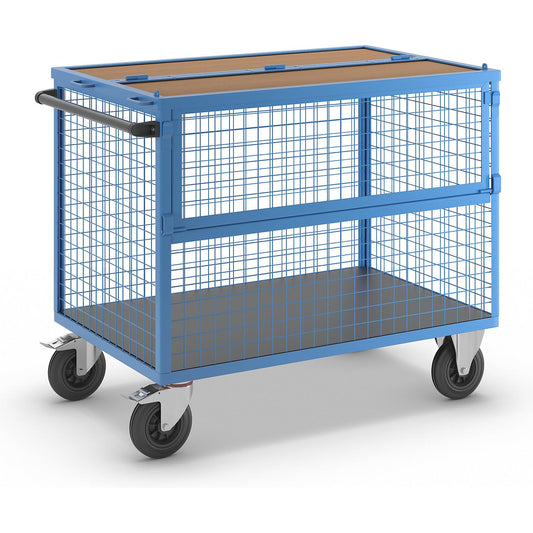 eurokraft | pro | Kastenwagen | Wände aus Stahlgitter | mit Deckel | LxB 1250 x 800 mm