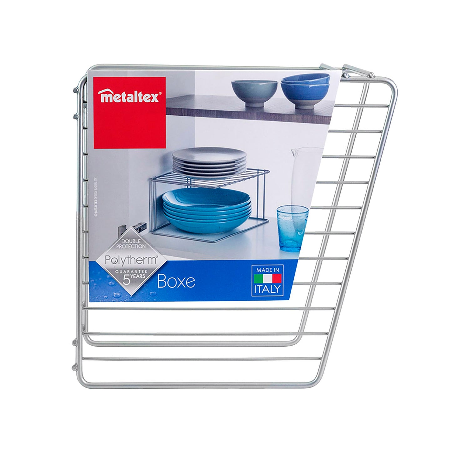 Metaltex 364001000 Boxe Eckschrankeinsatz 1-Etg. 25x25x15cm Polytherm, silbermetallic, Silber