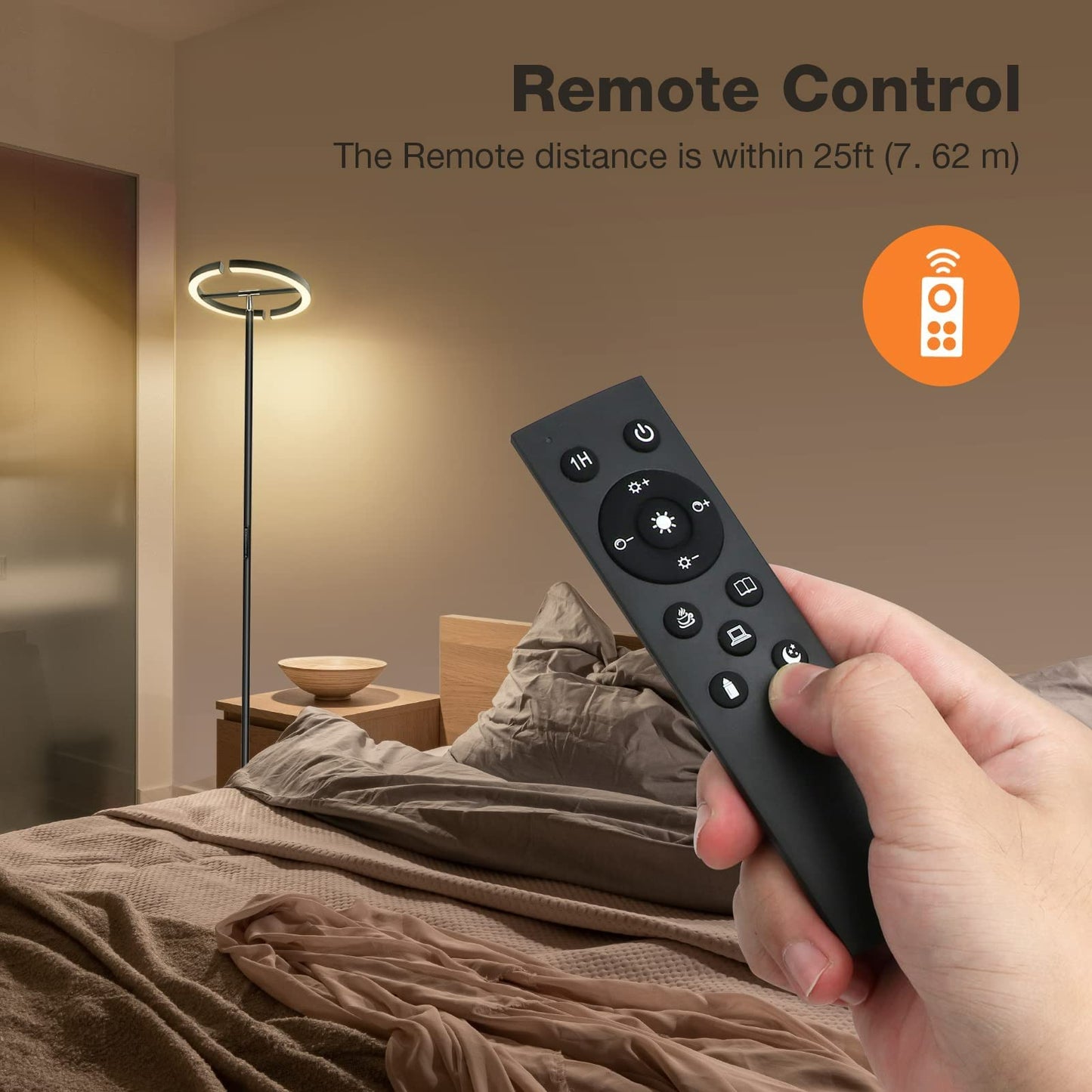 SIBRILLE Stehlampe LED Dimmbar, Schwarz Stehlampen Stehleuchte 20W Modern Deckenfluter mit Fernbedienung 1300LM Warmweiß Kaltweiß Leselampe, Touch Stehleuchte für Büro Wohnzimmer Schlafzimmer Hotel