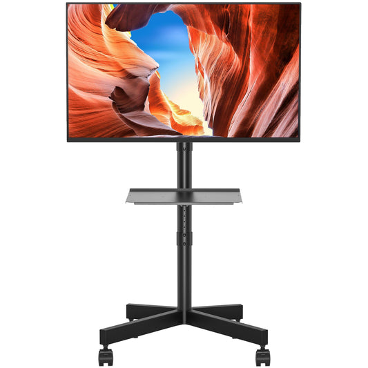 BONTEC TV Ständer Rollbar für 23-60 Zoll Plasma/LCD/LED Fernseher, Tragbarer mit Laptopablage, Höhenverstellbarer Rollbarer TV Ständer Fernsehstand bis 25kg, max. VESA 400x400mm