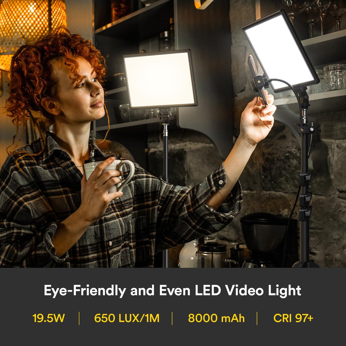 RALENO LED Videoleuchte, 2 Pack 384 LED Sanftes Video Streaming Licht mit 180cm Stativ Handyhalter 8000mAh-Akku 3200-5600K 0-100% Dimmbar Fotolicht CRI95 für YouTube TikTok Fotografie Videobeleuchtung