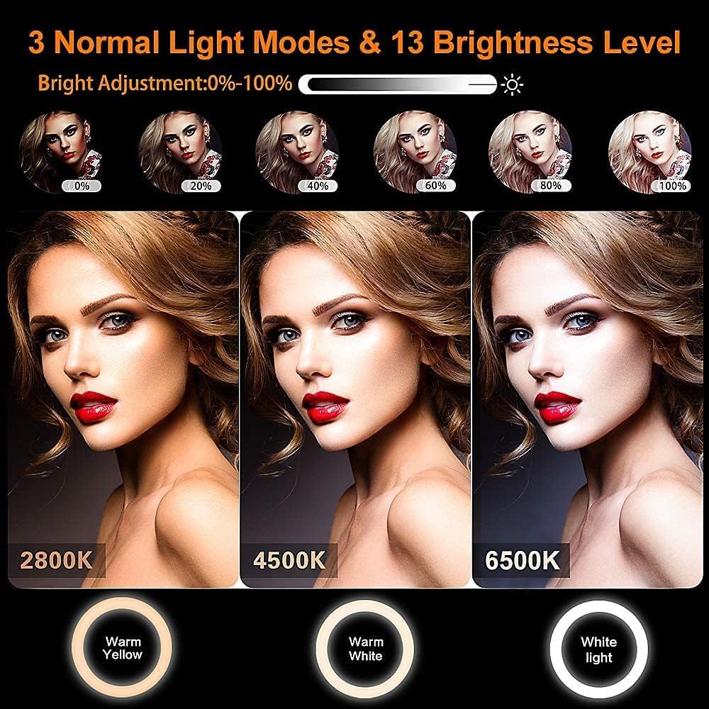11.5 Zoll Ringlicht mit Stativ Handy, Tisch LED Ring Light Kamera Handystativhalter mit Ringleuchte für YouTube, Selfie, Makeup, Fotografie, 40 RGB-Modi 13 Helligkeit