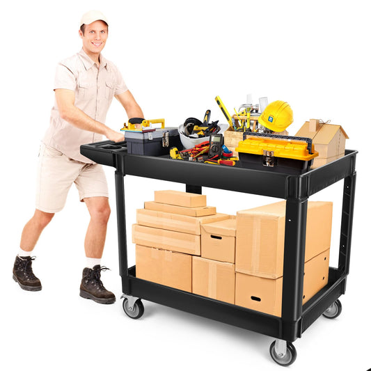 Kalolary 2-stufiger Schwerlast-Rollwagen aus Polyethylen in Schwarz