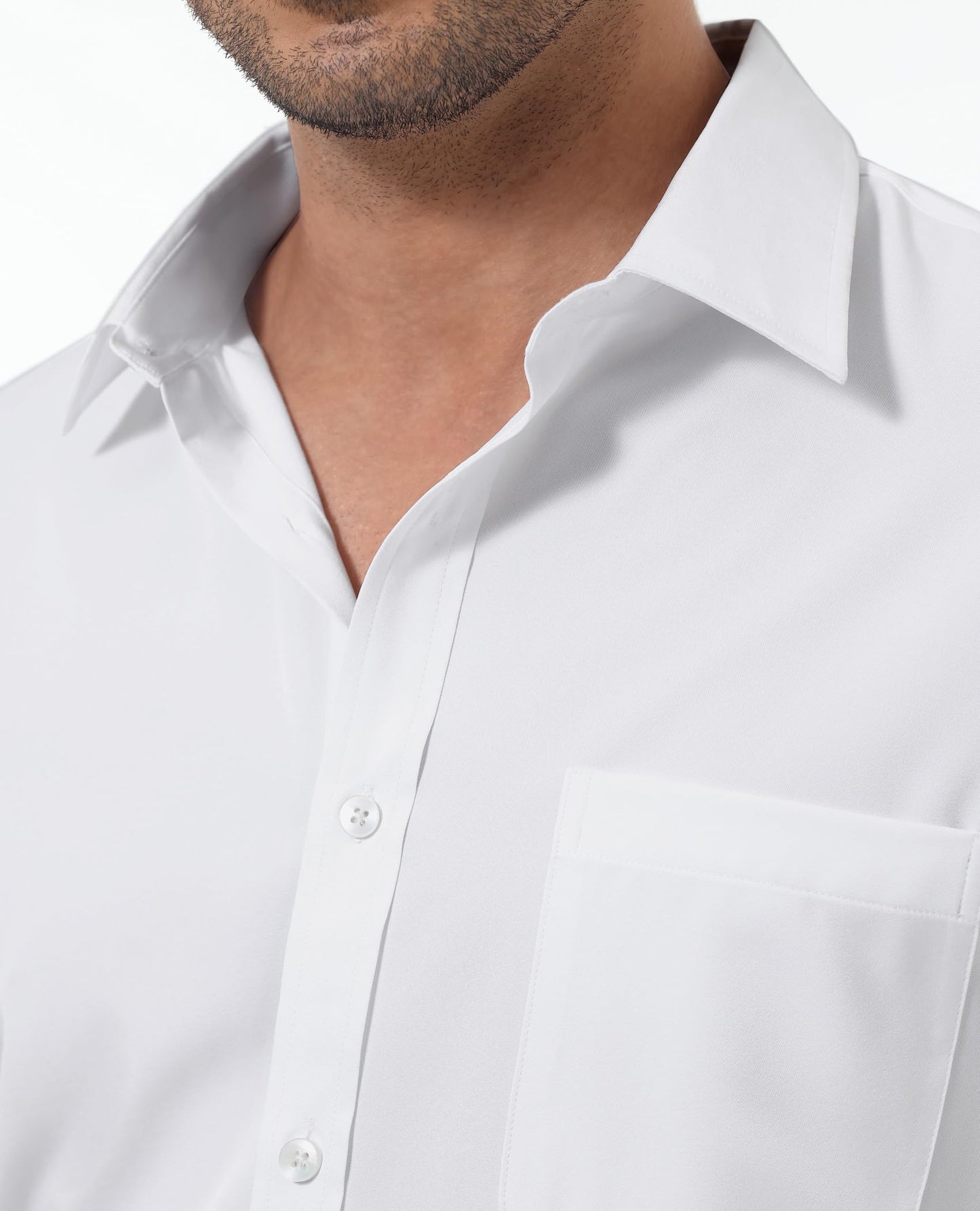 siliteelon Herren Hemd Langarm Weißes Bügelfrei Hemden Weiss Matt Stretch Oberhemd für Männer Weiß Regular Fit Anzug Business Herrenhemd für mit Tasche Büro Arbeit Hochzeit