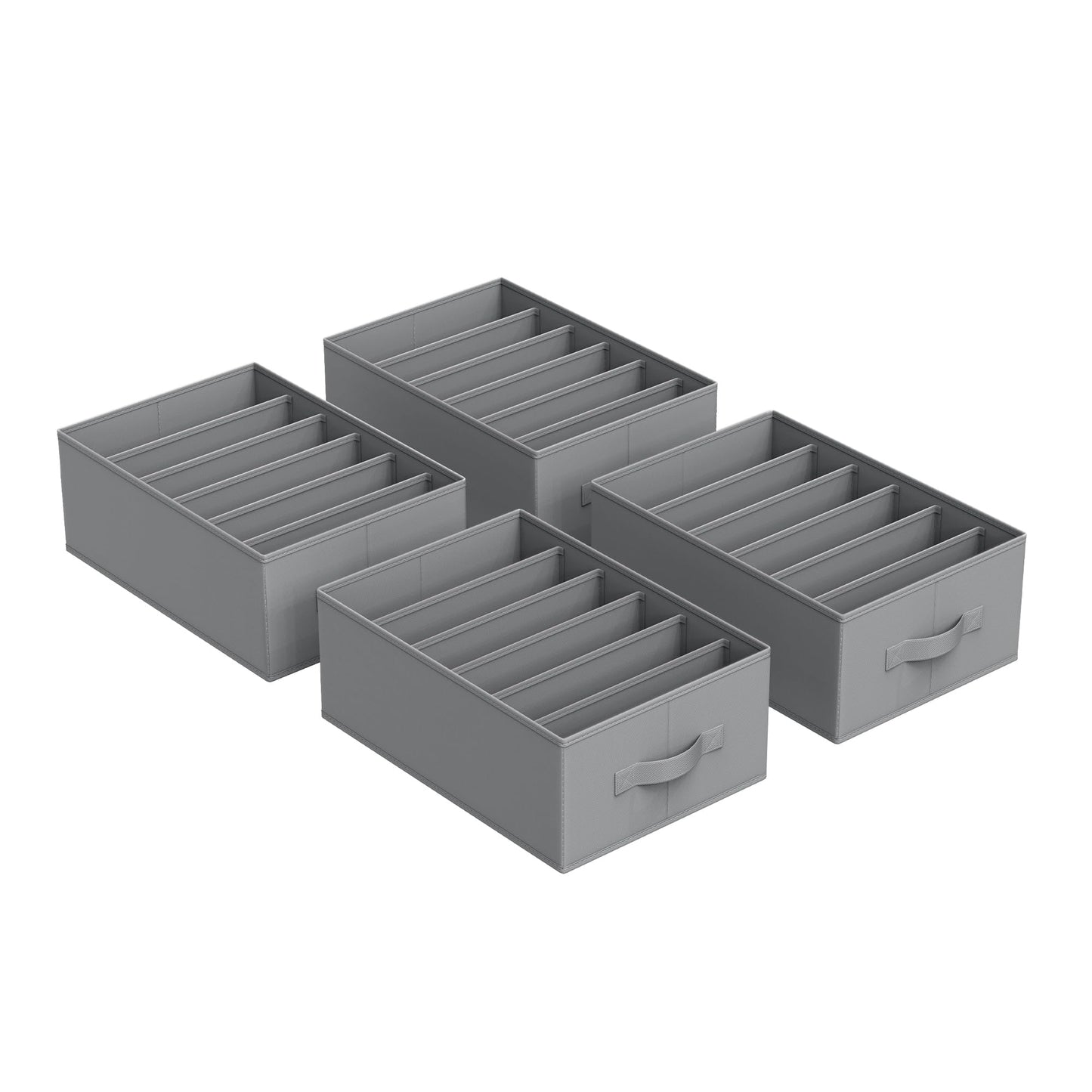 SONGMICS Kleiderschrank-Organizer 4er Set, Aufbewahrungsbox 6 Fächer, Schubladen-Ordnungssystem, Ordnungsboxen faltbar, 42 x 30 x 17 cm, für Hosen, Kleidung, taubengrau RUS009G04