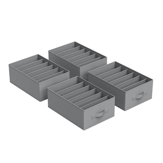 SONGMICS Kleiderschrank-Organizer 4er Set, Aufbewahrungsbox 6 Fächer, Schubladen-Ordnungssystem, Ordnungsboxen faltbar, 42 x 30 x 17 cm, für Hosen, Kleidung, taubengrau RUS009G04