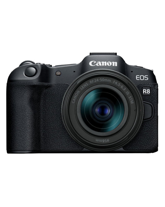 Canon EOS R8 Systemkamera + RF 24-50mm F4.5-6.3 is STM Objektiv - Spiegellose Vollformat Kamera (Digitalkamera mit Autofokus und Motiverkennung für Augen Tiere Fahrzeuge, 4k Videokamera, WiFi)