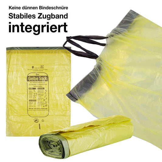 BigDean 20 Rollen Gelber Sack, Gelbe Säcke 90 Liter HDPE Gelb 13 Stück pro Rolle, insgesamt 260 Stück - ca. 60x87 cm Plus 5 cm Umschlag 15my - Ideal für Mülltonnen, Mülleimer und Körbe