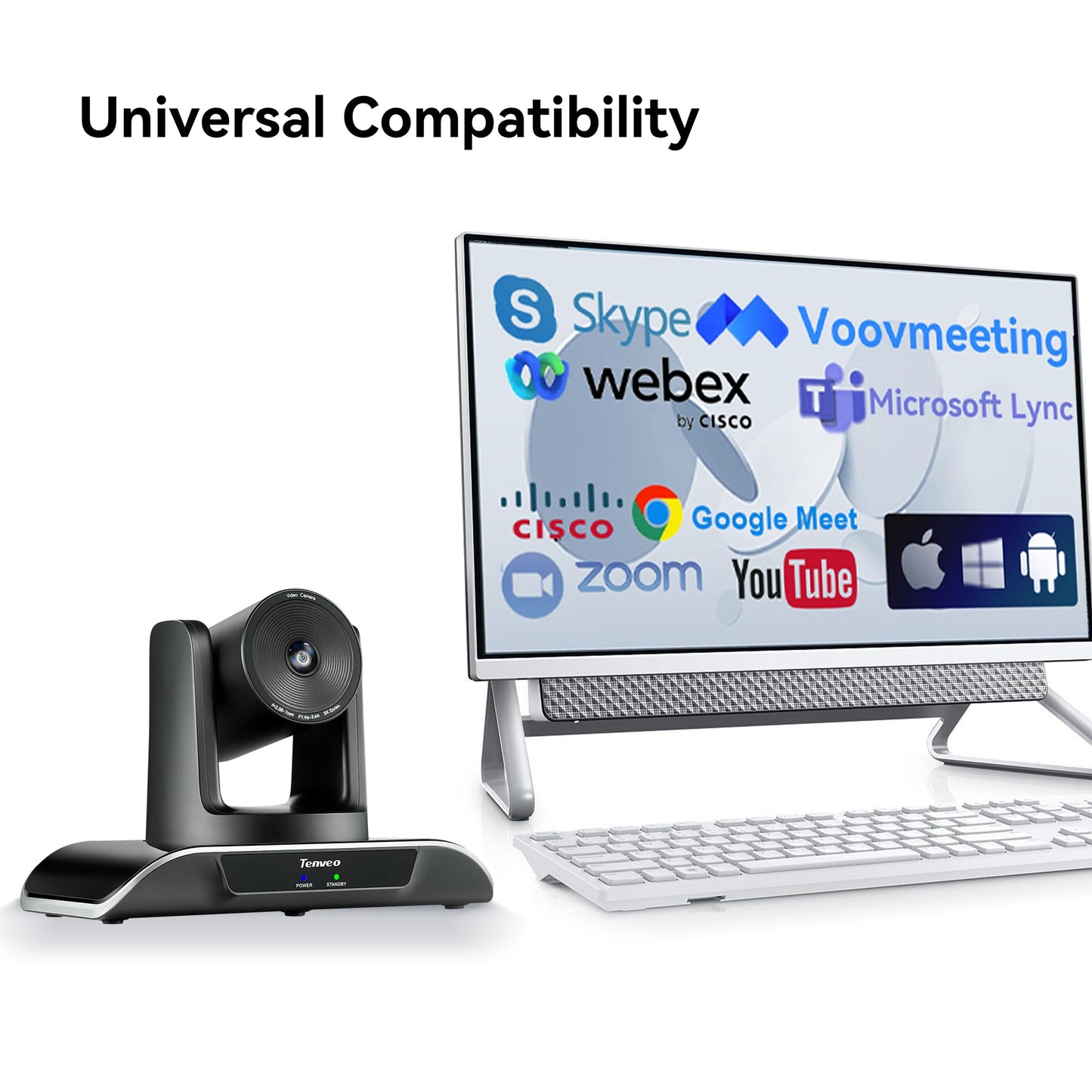 Tenveo PTZ Kamera HDMI/USB3.0 Konferenzkamera 3X optischer Zoom Konferenzraumkamera 1080p 60fps 114° Weitwinkel für Konferenzräume zusammen mit Skype Zoom Equipment (VHD3UPro)