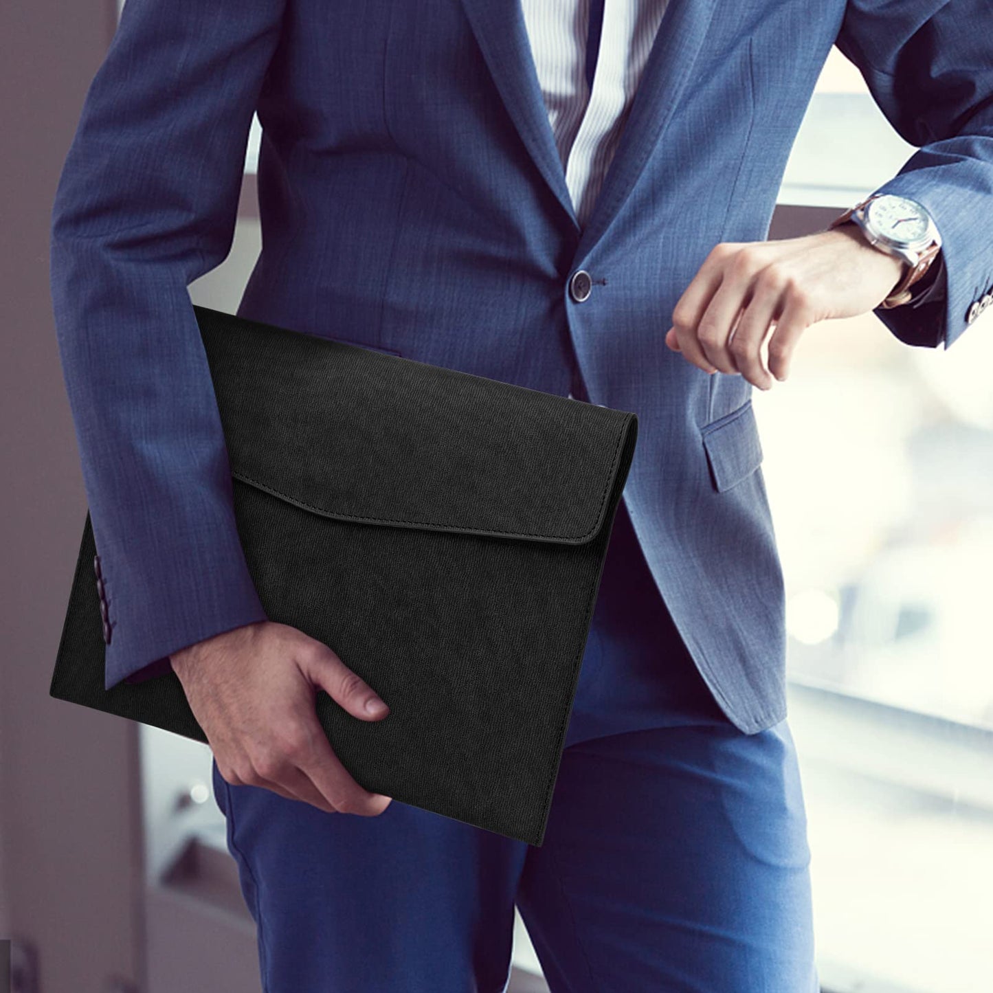 Skycase Dokumententasche A4,Dokumenten-Taschen PU Leder,Geschäfts Datei-Bag Dokumentenmappe Aktentasche Datei Taschen,Datei Organizer Aktenordner Aktentasche für A4 Dokumente Büro Schulreise,Schwarz
