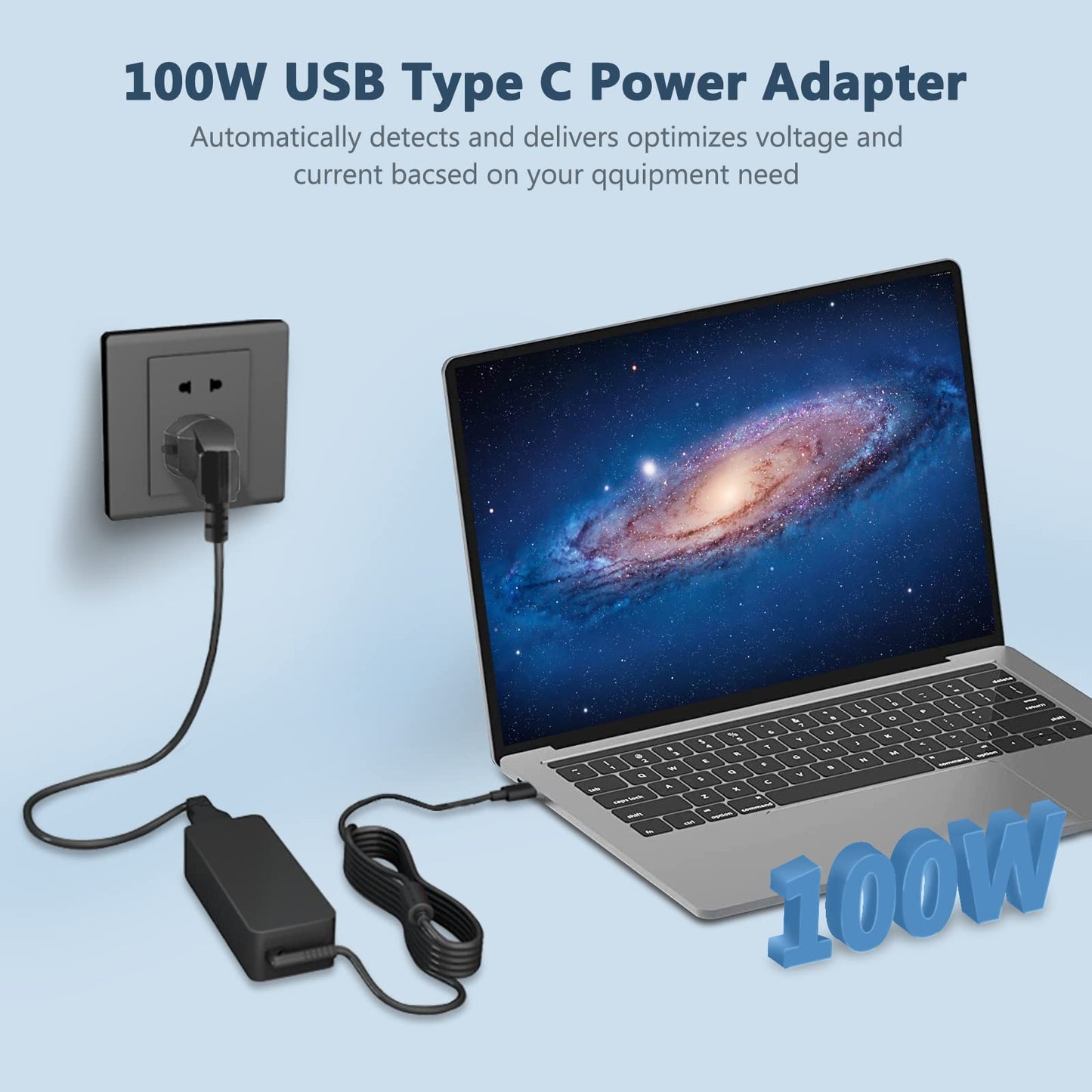 USB-C-Ladegerät, 100 W, Adapter für Mac Book Pro 16/15/14/13 Zoll, 2021/2020/2019/2018, Mac Book Air 13 Zoll, iPad Pro, Lenovo,DELL, HP, ASUS und alle USB-C-Geräte
