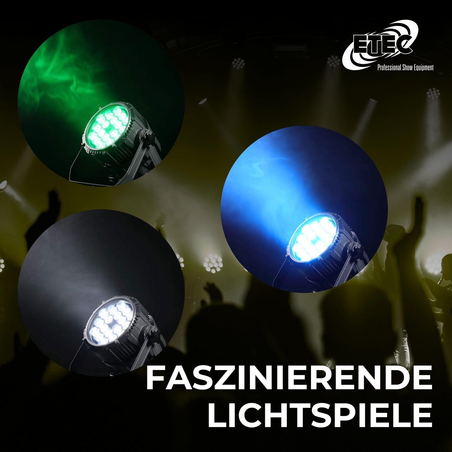 ETEC Professional LED Outdoor Scheinwerfer E18 18x10 Watt RGBW DMX IP65 Veranstaltung Bühnenbeleuchtung Party Disco Show DJ Event Farbmischung Wetterfest