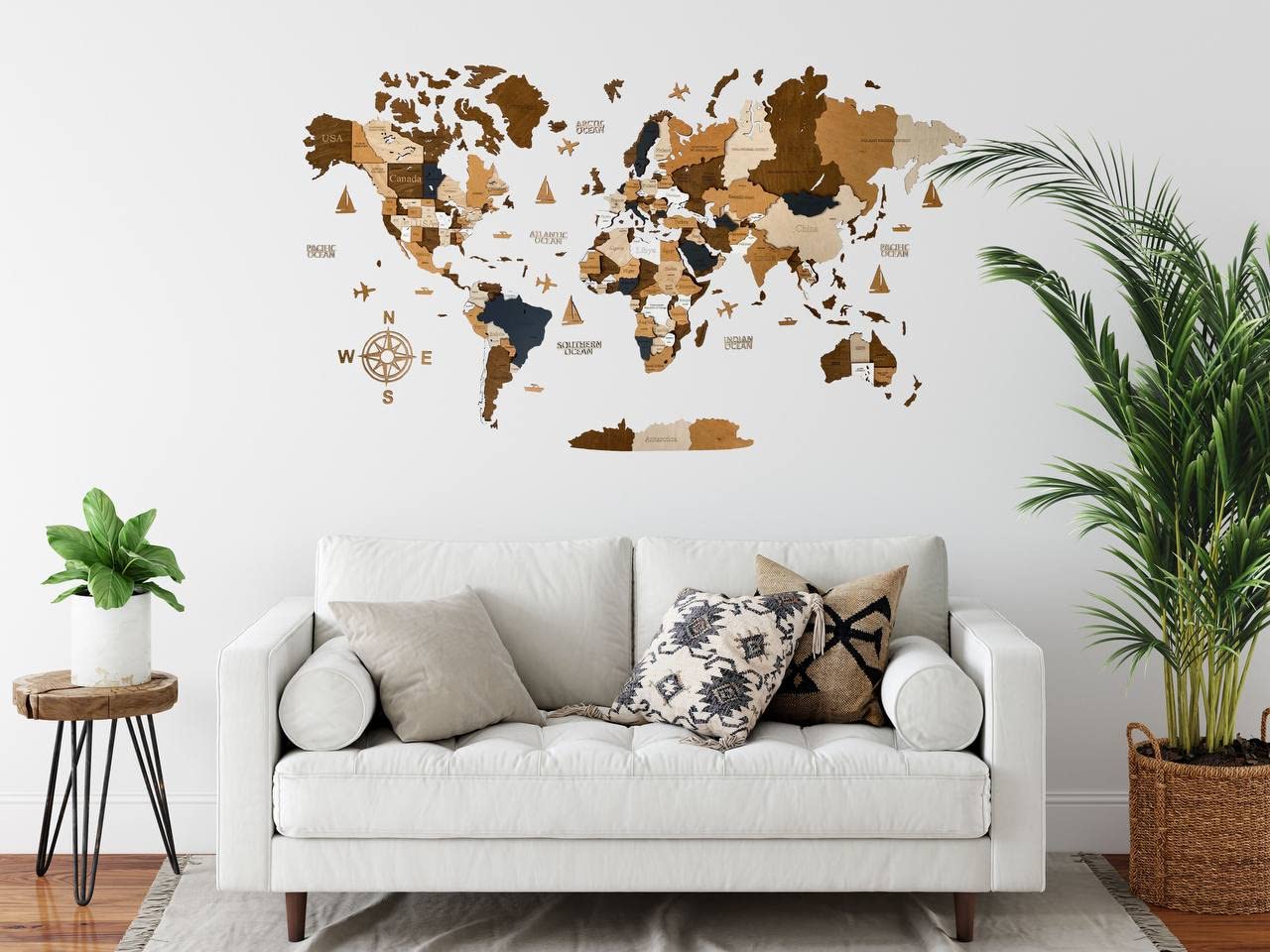 Holz-Weltkarte, 3D-Kunst, große Wanddekoration, für jeden Anlass, in den Größen M, L, XL, Geschenkidee, Wandkunst für Zuhause, Küche oder Büro