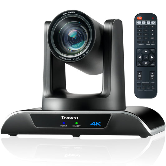 Tenveo 4K PTZ Konferenzraum Kamera 12X Optischer Zoom USB3.0/HDMI Weitwinkel PTZ Kamera für Videokonferenz Kirche,Skype/Zoom/OBS/YouTube Live Streaming
