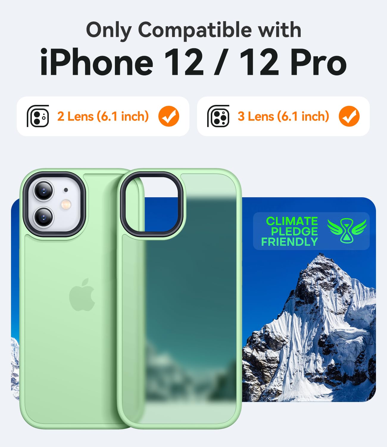 CANSHN Upgrade für iPhone 12/12 Pro Hülle [Militärschutz] Schutzhülle Samtige Touch Matt Anti-Kratzen Handyhülle iPhone 12/12 Pro Case, Matcha