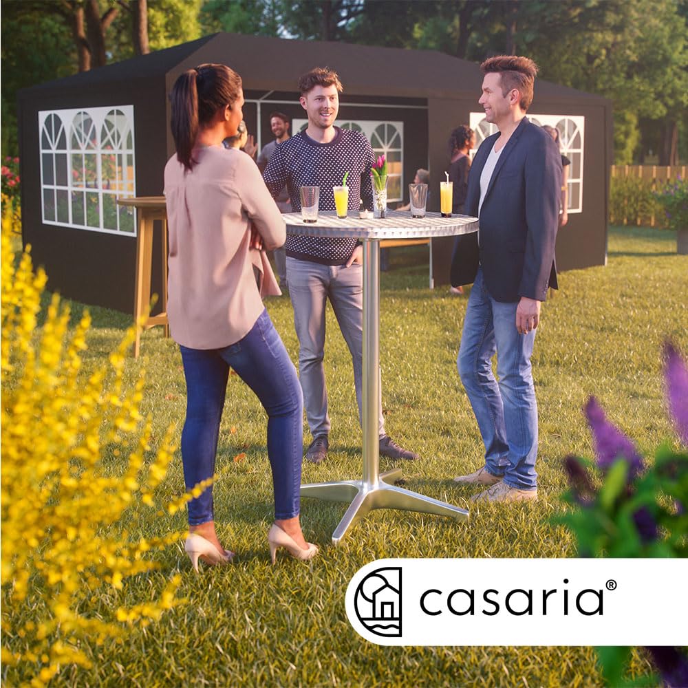 Casaria® Stehtisch 2er Set Klappbar Höhenverstellbar 70cm / 115cm Hoch Aluminium Rund Ø 60cm Wetterfest Outdoor Garten Bistrotisch Bartisch Partytisch