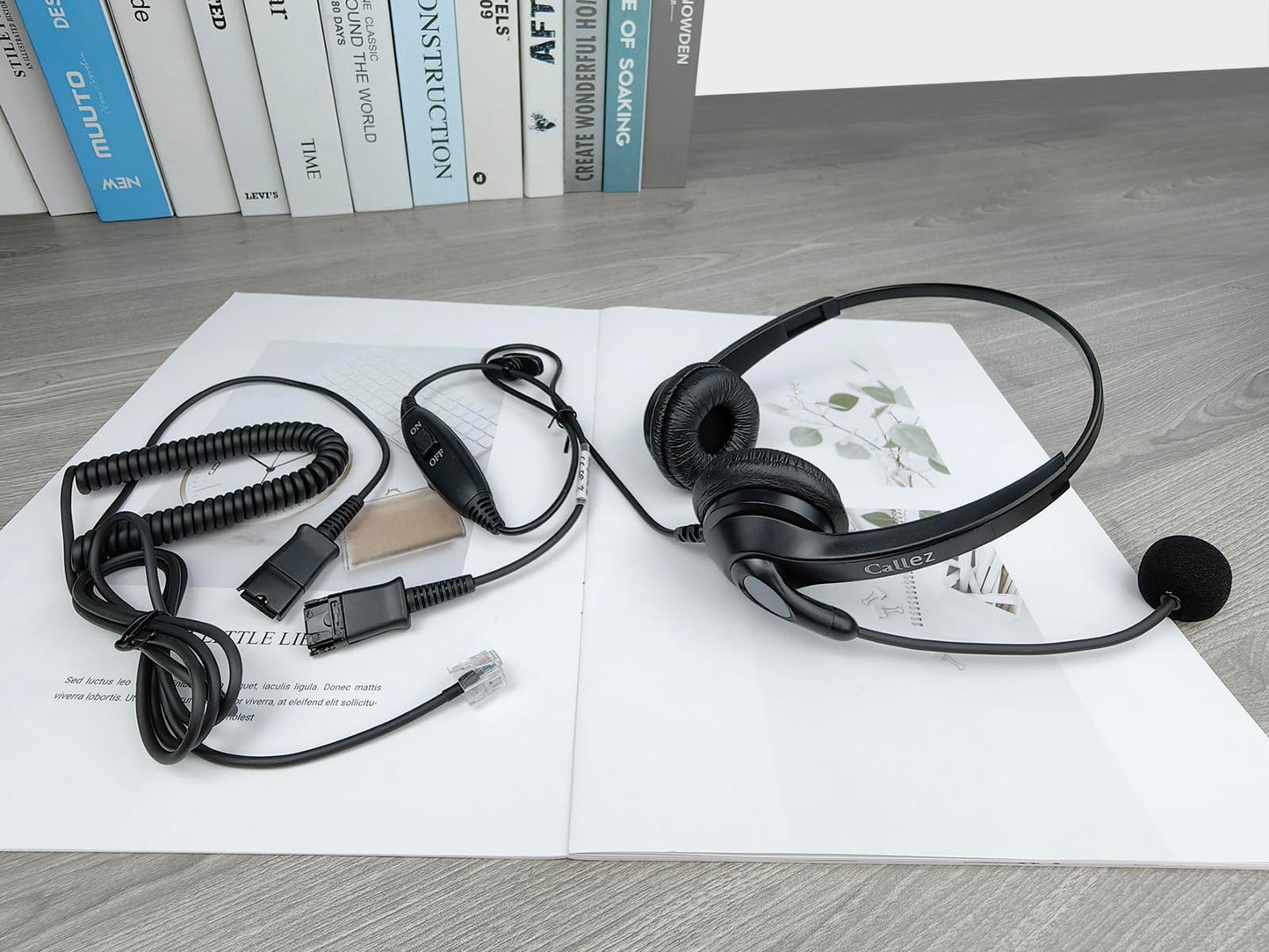 RJ45 Telefon Headset mit Mikrofon Noise Cancelling & Quick Disconnect Kabel, Festnetztelefon Kopfhörer Kompatibel mit Siemens Unify OpenStage 30 40 60 80 OpenScape, Mitel/Aastra 5370 6773 Telefone