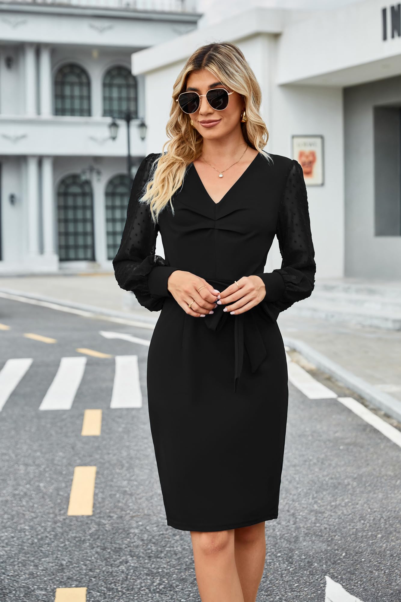 GRACE KARIN Damen Mesh Patchwork Coaktail Kleider Elegant Bleistiftkleid Rockabilly Vintage Retro Kleid XL