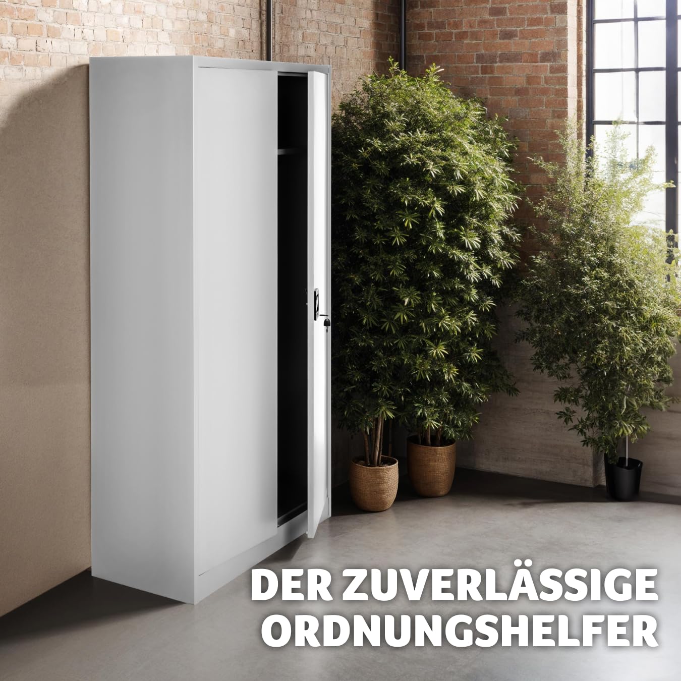 tectake Aktenschrank, Spind Schrank, Mehrzweckschrank, Garderobenschrank mit Kleiderstange, Haushaltsschrank mit 6 Fächern, Aktenschrank abschließbar, ink. Einlegeböden,180x80x40cm – grau