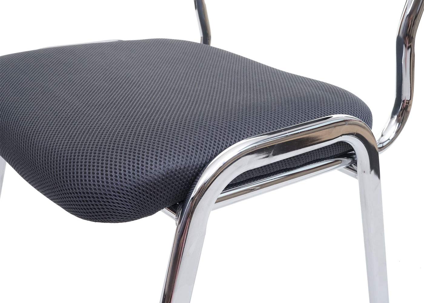 Mendler 4er-Set Besucherstuhl T401, Konferenzstuhl stapelbar, Stoff/Textil - Sitz dunkelgrau, Füße Chrom