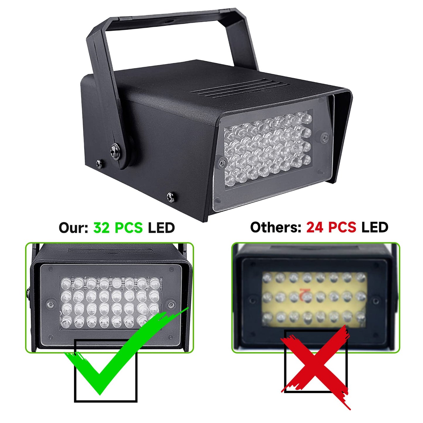 2Packung 32Led Stroboskop Disco Licht, Stroboskop Blitzer Disco Blitzlicht für Party, Stroboskope Disco Blitzer Mini Led Atomic Strobo Licht Strobolichter Blinklicht Discolicht Halloween Lichttechnik