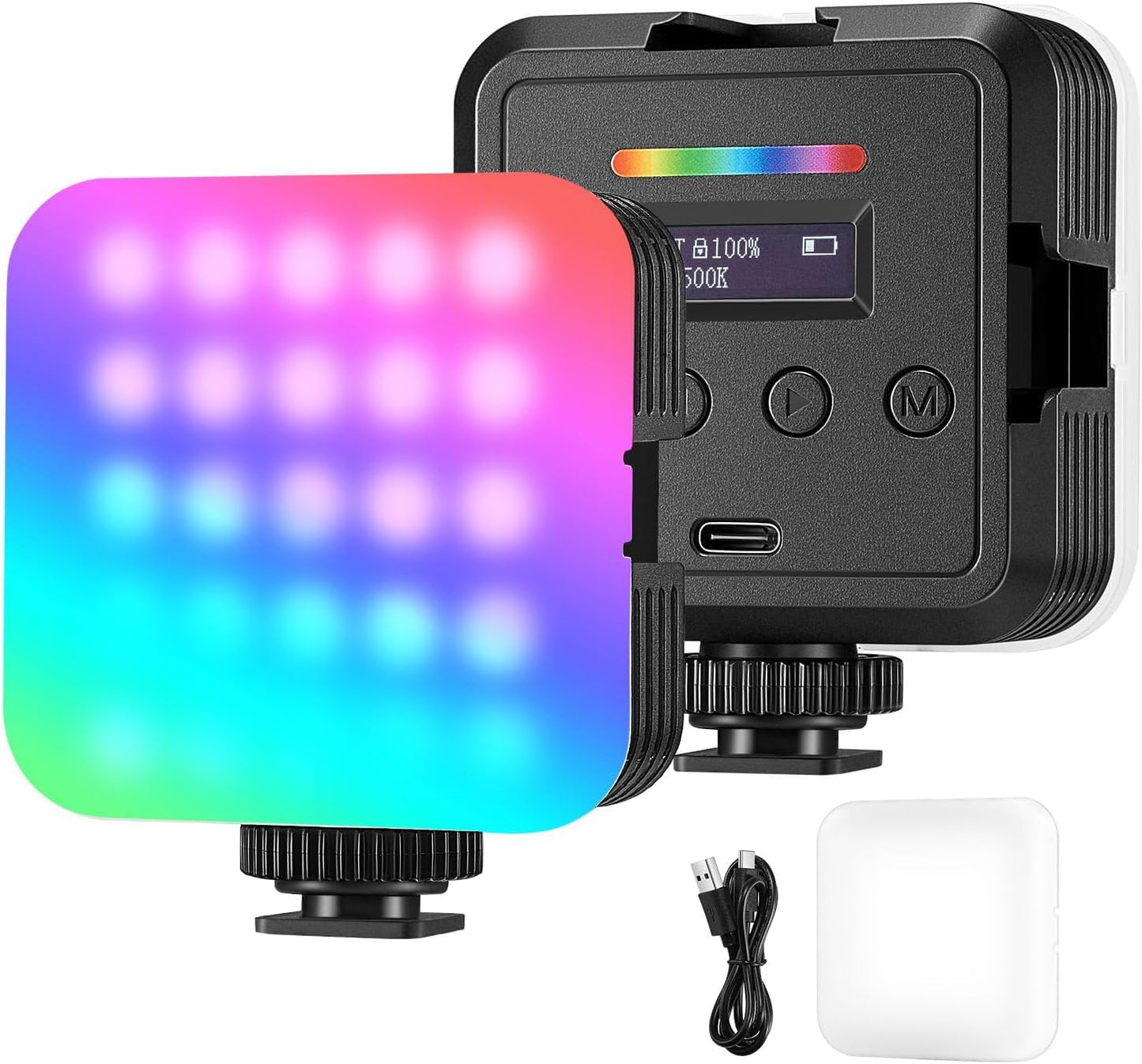 NEEWER Magnetisches RGB Videolicht, 360° Vollfarb RGB61 LED Kamera Licht mit 3 Cold Shoe Mounts/CRI 97+/20 Szenenmodi/2500K-8500K/2000mAh Wiederaufladbare tragbare Fotografie Selfie Licht