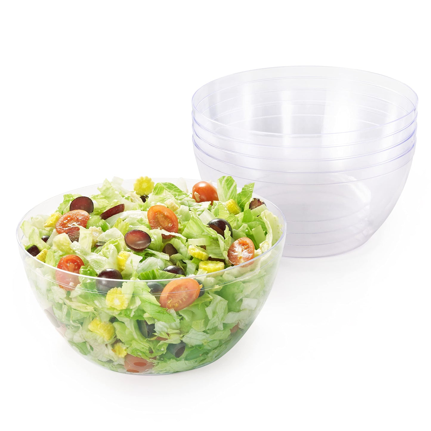 MATANA 5 Große Transparente Plastikschalen, Salatschüsseln, Plastikschüsseln, Snackschalen für Kindergeburtstage, Picknick & Partys (XL 3500ml) - Mehrweg & Stabil