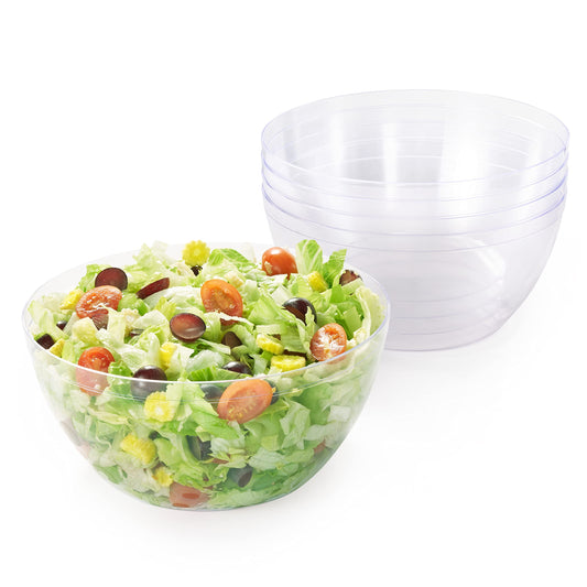 MATANA 5 Große Transparente Plastikschalen, Salatschüsseln, Plastikschüsseln, Snackschalen für Kindergeburtstage, Picknick & Partys (XL 3500ml) - Mehrweg & Stabil