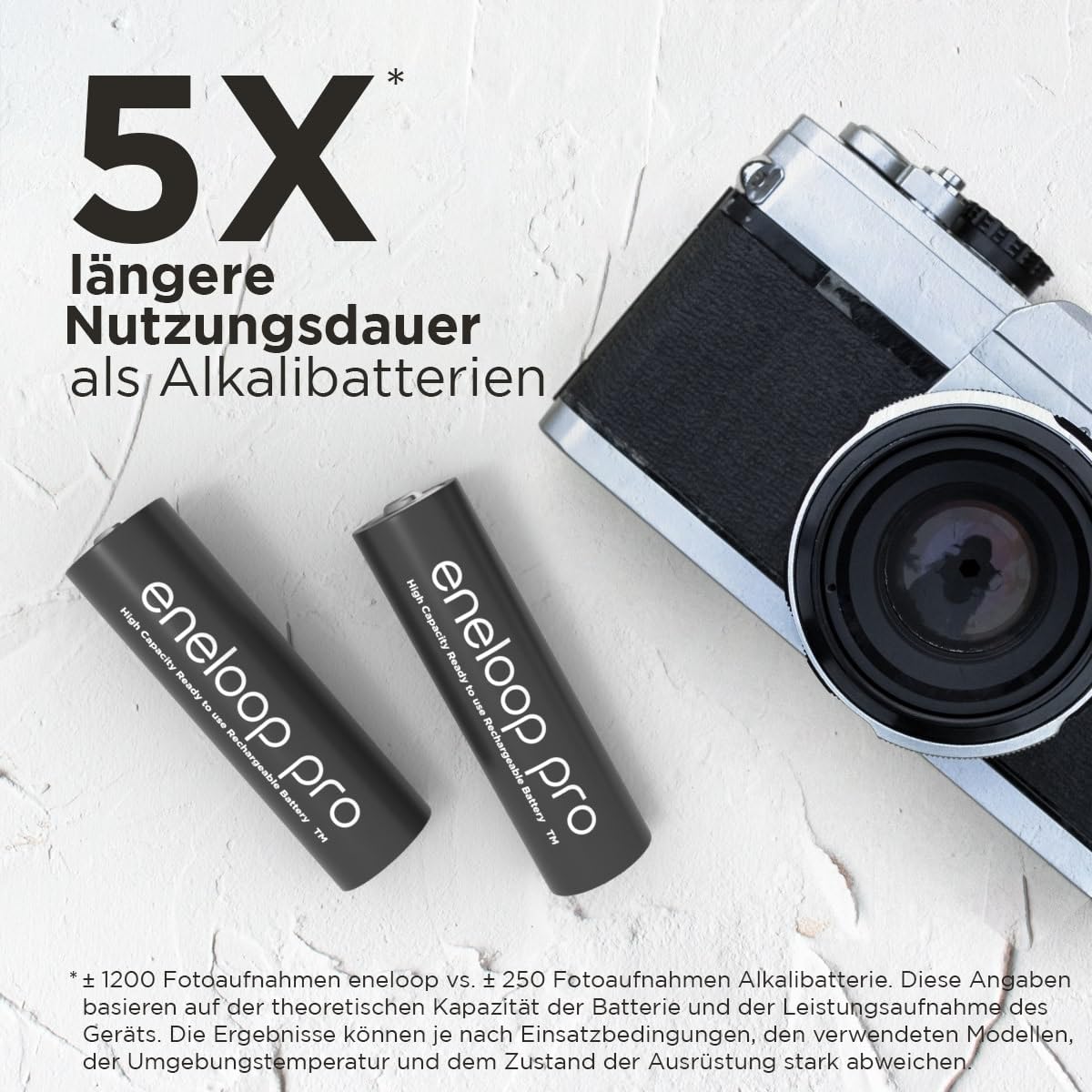 eneloop pro, AA/Mignon NI-MH Akku, 4er-Pack, Kapazität mit min. 2500 mAh, Ready-to-Use NI-MH Akkus, bis zu 500 Mal wiederaufladbar, plastikfreier Verpackung, pro, schwarz