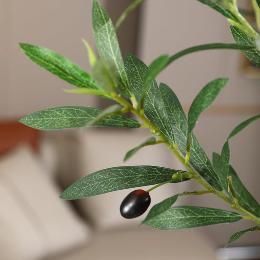 Kazeila Kunstpflanze Olivebaum mit Großem Weißen Topf,240cm Künstliche Pflanzen Groß, UV-beständige Plastikpflanzen für Innen- und Außendekoration(1Pack)