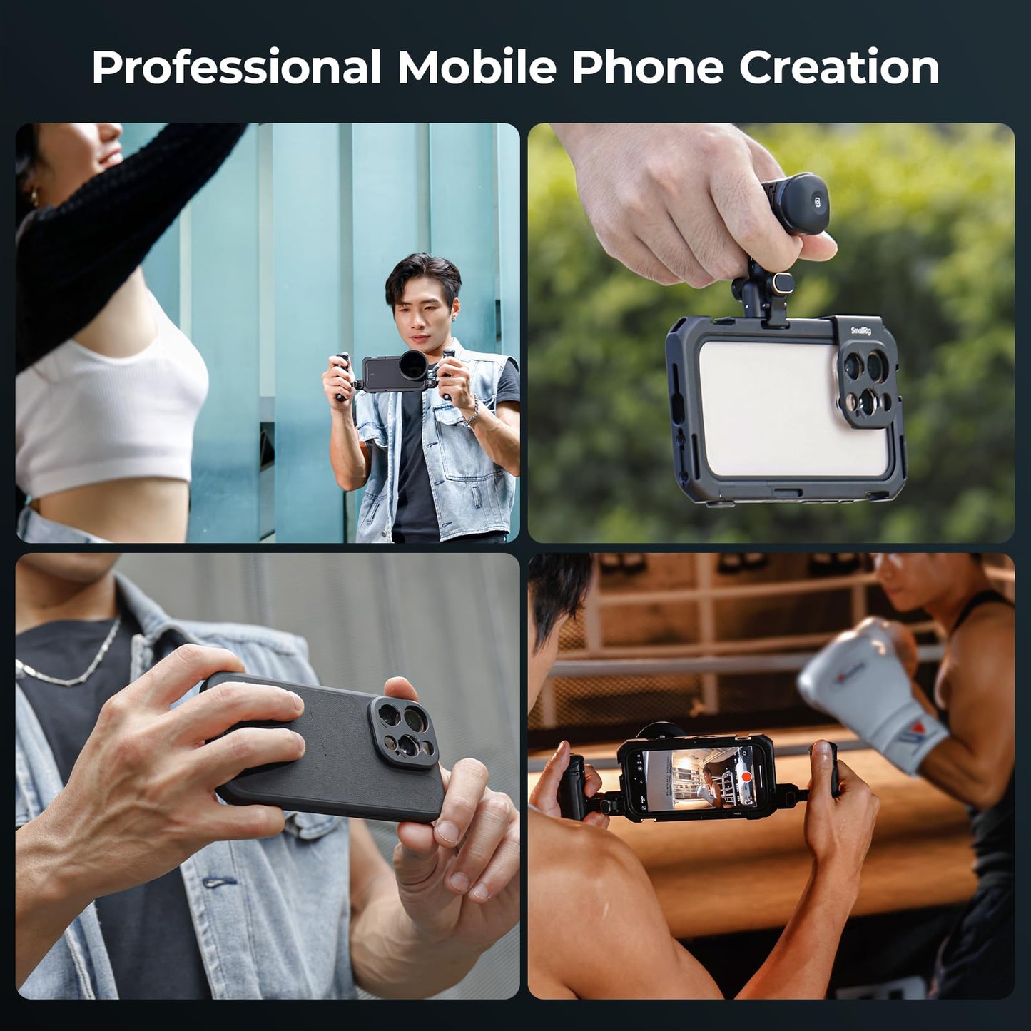 SMALLRIG Mobile Video Cage für iPhone 16 Pro, Telefonkäfig mit Telefonhülle mit T-Mount-Objektivrückplatte, Unterstützung für MagSafe, Schnellverschluss-Telefonvideo-Rig für Videografie, – 4828