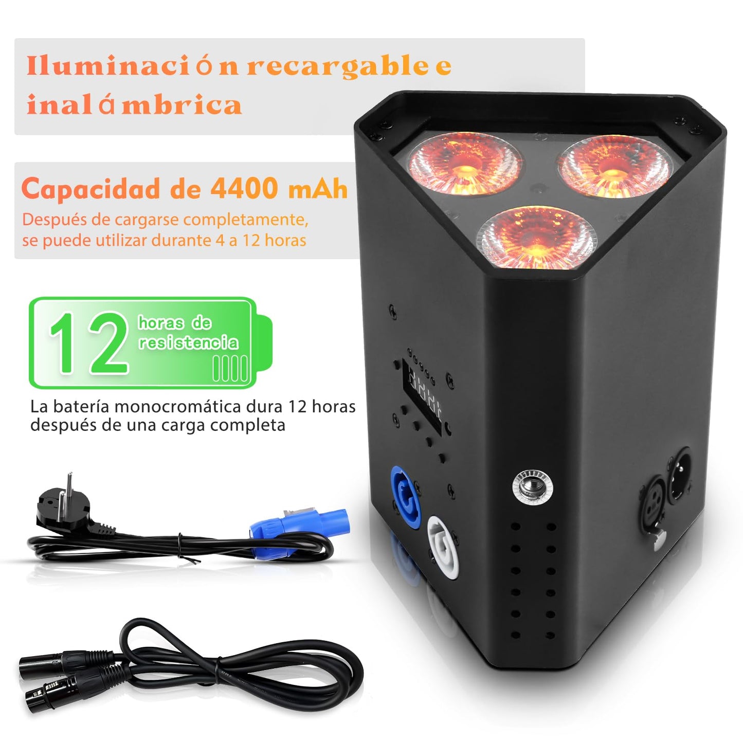 Rtktoup 3 * 18W Akku LED Par Licht, RGBW+UV 6 In 1 Wiederaufladbarer Bühnenstrahler, Disco Partylicht mit Infrarot Fernbedienung/2,4 GHz Wireless/APP, geeignet für Bühnen Festivals Party Club