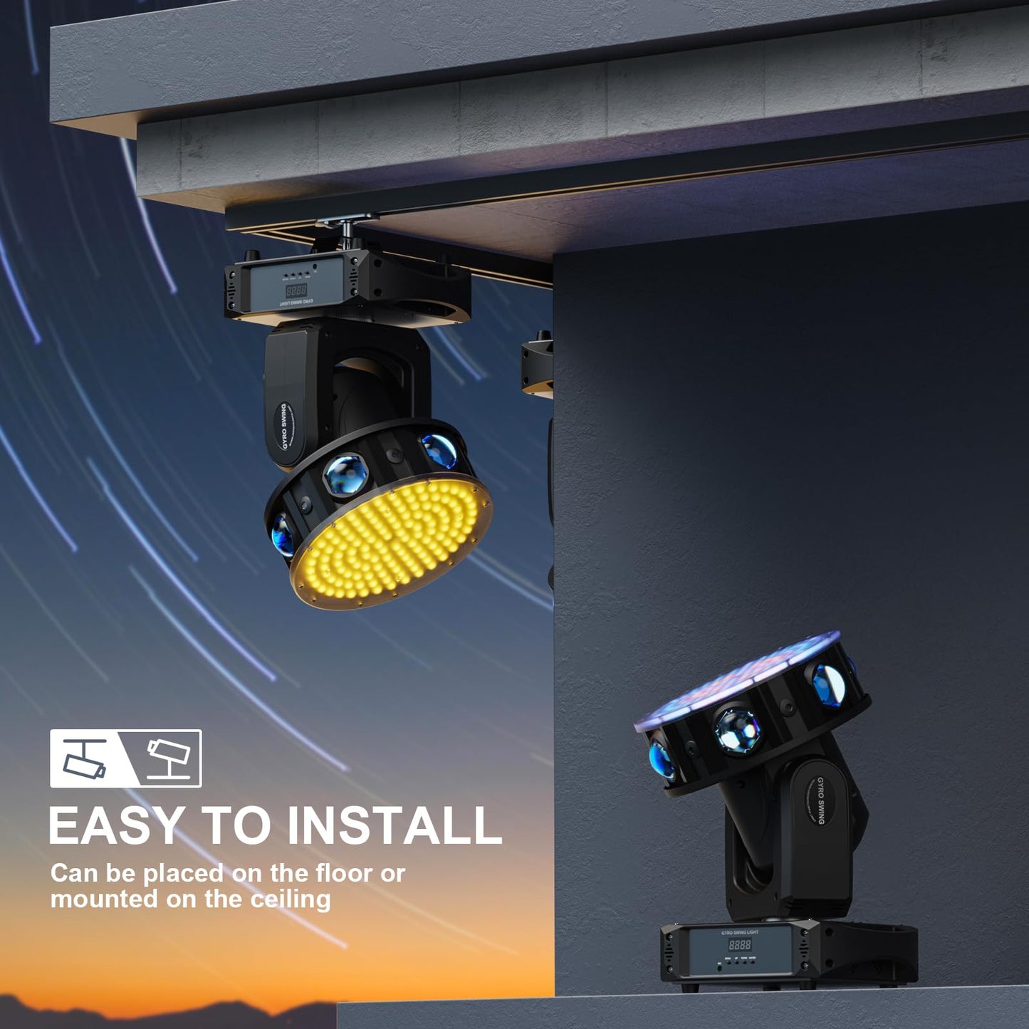 200W Moving Head LED RGBW Bühnenlicht Strahler Beam Scheinwerfer 20CH/57CH Partylicht für Tanzfläche DJ Bar Disco Effektstrahler Bühnentechnik (1 Pack)