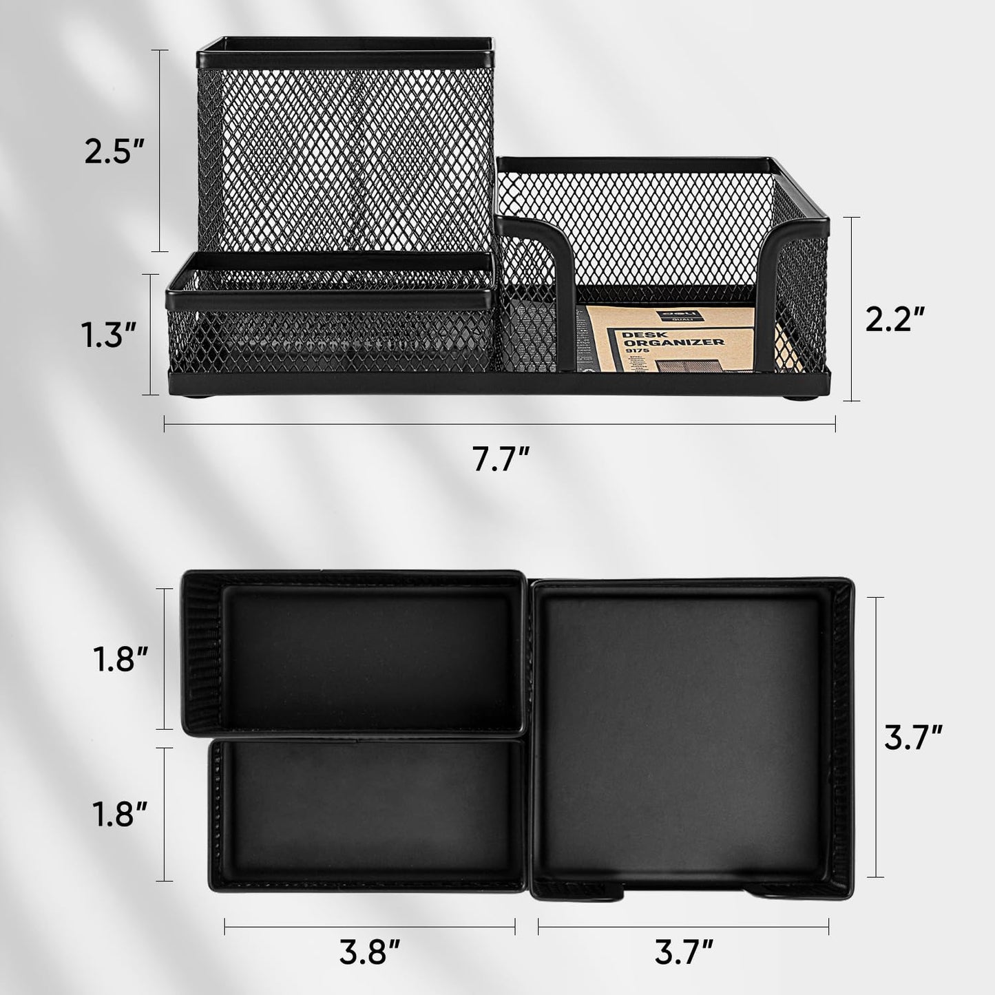 deli Schreibtisch Organizer aus Drahtmetall, Multifunktionale Organisation mit Stifthalter und Aufbewahrungskörben, für Zuhause und Büro, 3 Fächer, Schwarz