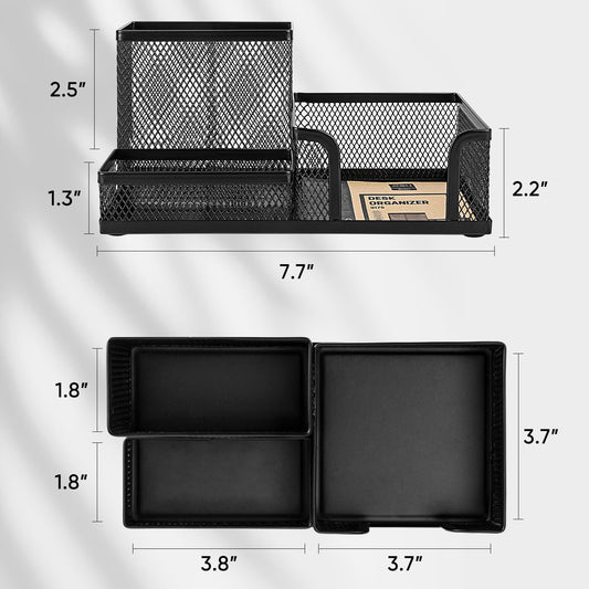 deli Schreibtisch Organizer aus Drahtmetall, Multifunktionale Organisation mit Stifthalter und Aufbewahrungskörben, für Zuhause und Büro, 3 Fächer, Schwarz