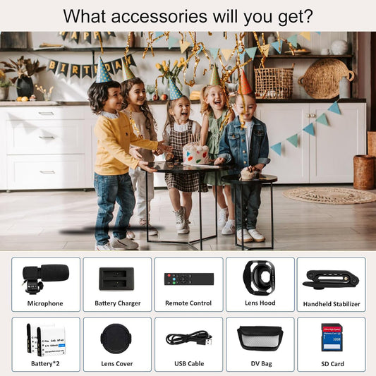 Delmodes Videokamera 5K Camcorder 64MP WiFi 18X Digitalzoom Vlogging Kamera für YouTube, 3.0" IPS Touchscreen IR Nachtsicht Videokamera mit Handstabilisator, 32GB SD-Karte, Fernbedienung, Batterien