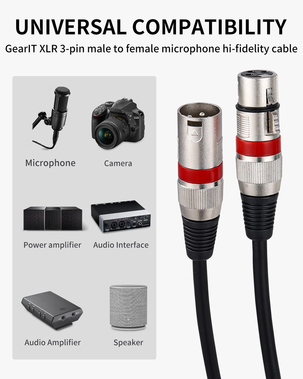 PERMUST 5 Stück 3-Pin DMX-Mikrofon-Signalkabel-Verbindungskabel, 5M XLR-Anschlussstecker mit Stecker-auf-Buchse-Kopfmikrofonkabel