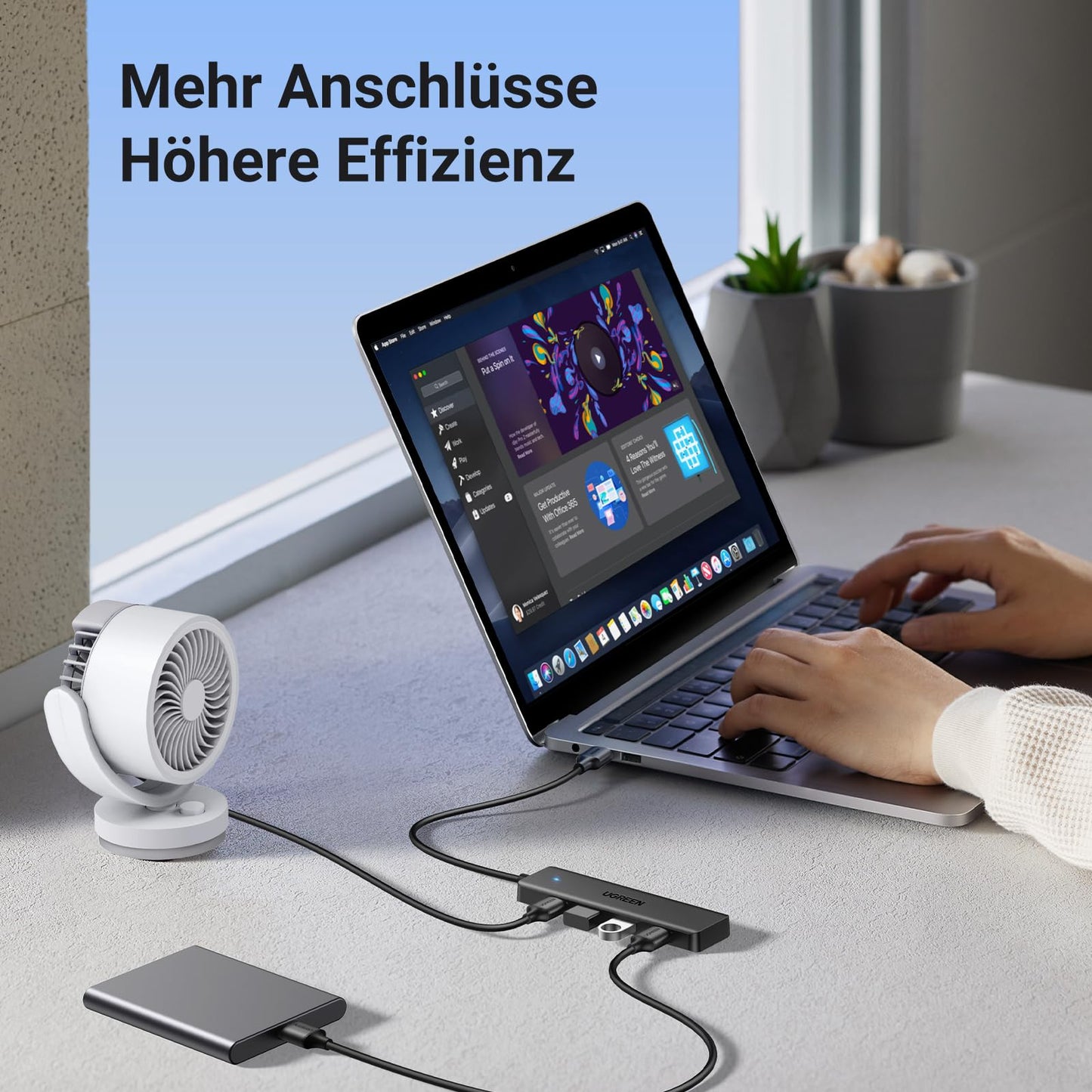 UGREEN 4-Port USB 3.0 Hub USB Verteiler 5Gbps USB Mehrfachstecker USB Splitter für MacBook, iMac, Surface, Dell, Thinkpad, USB Stick, Mobile HDD, Desktop PC und mehr (15cm)