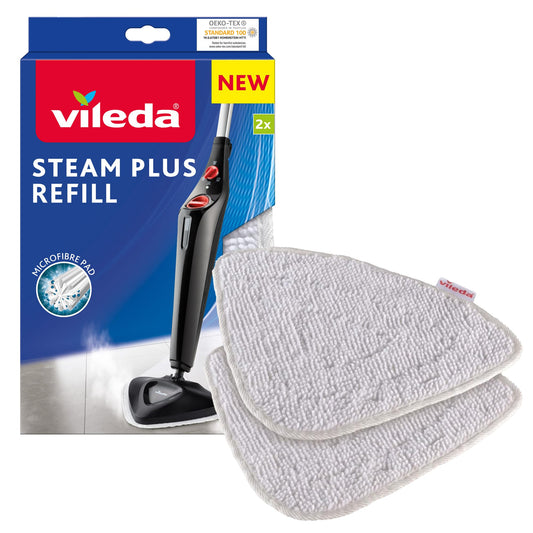 Vileda Steam Dampfreiniger Ersatzpads, Wischbezug aus Mikrofasern, für alle Böden, 2er Pack
